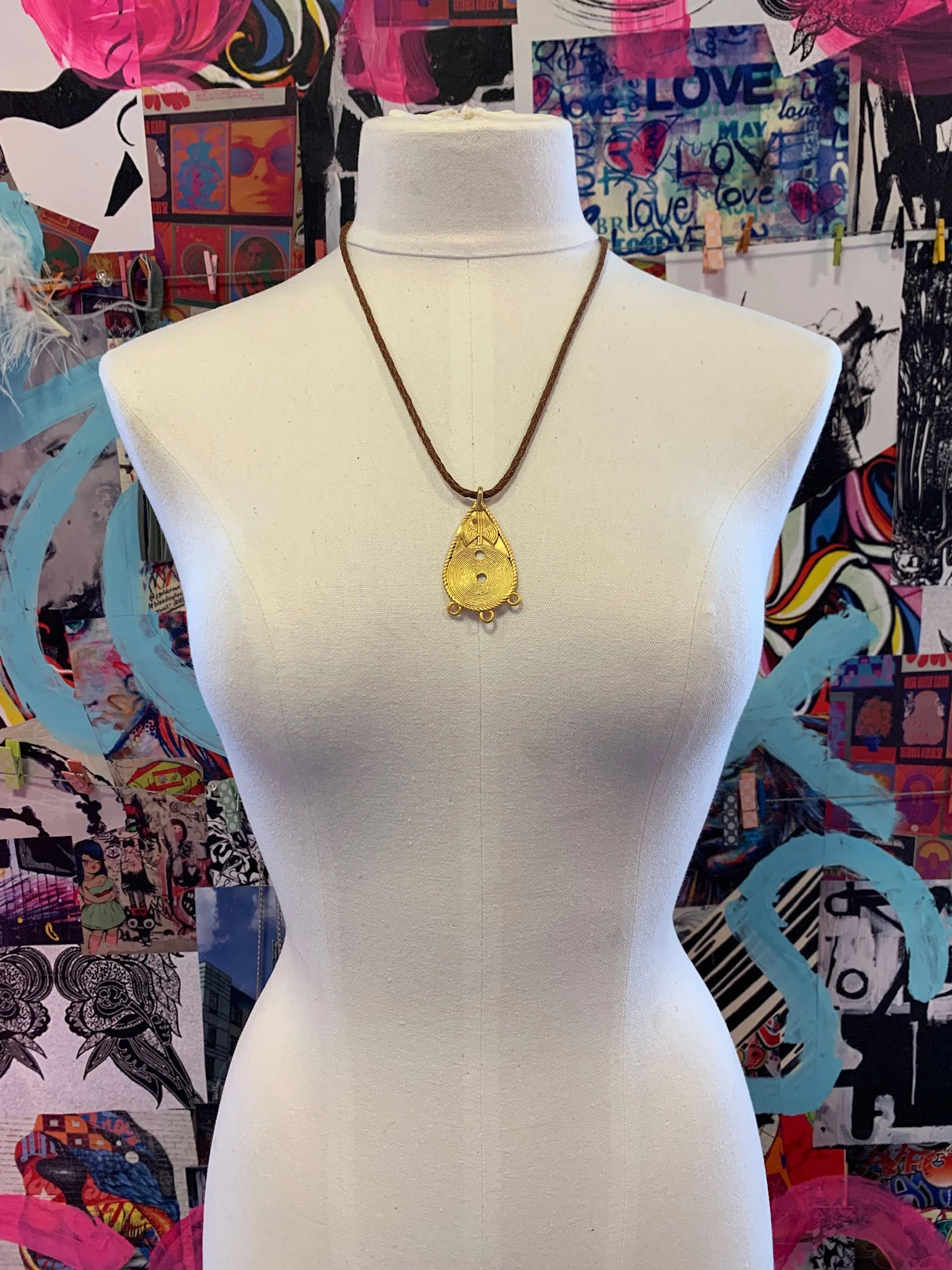 Brass Vintage Tear Drop Pendant