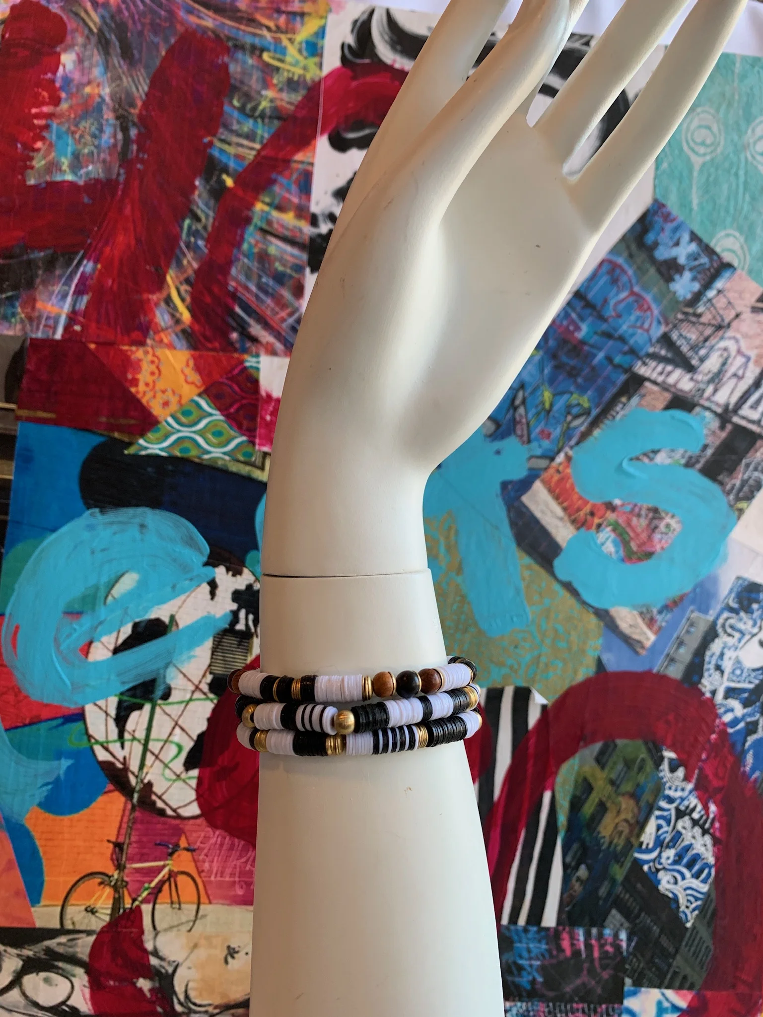 Black &amp; White &amp; Brass Vinyl Trio Stack