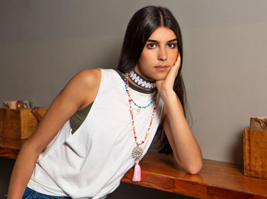 Dark Blue Suede Choker with White Brocade