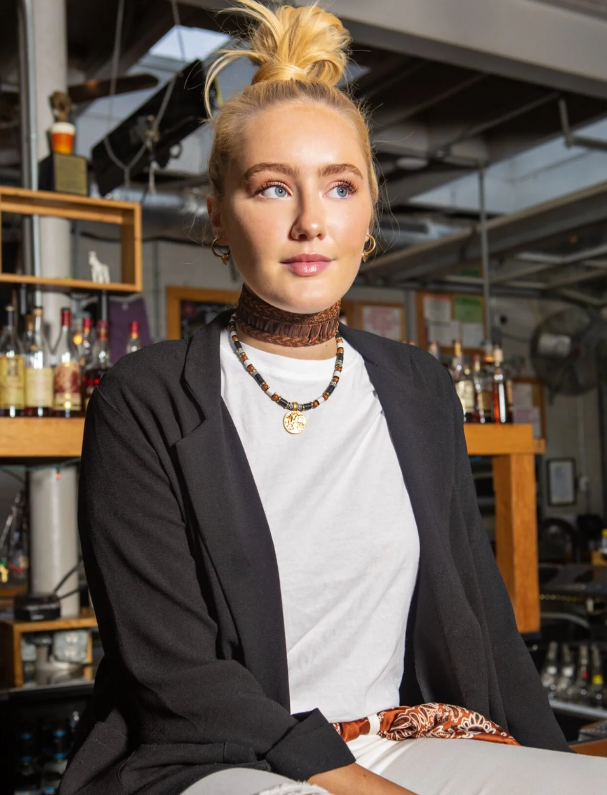 Braided Brown Leather and Suede Choker
