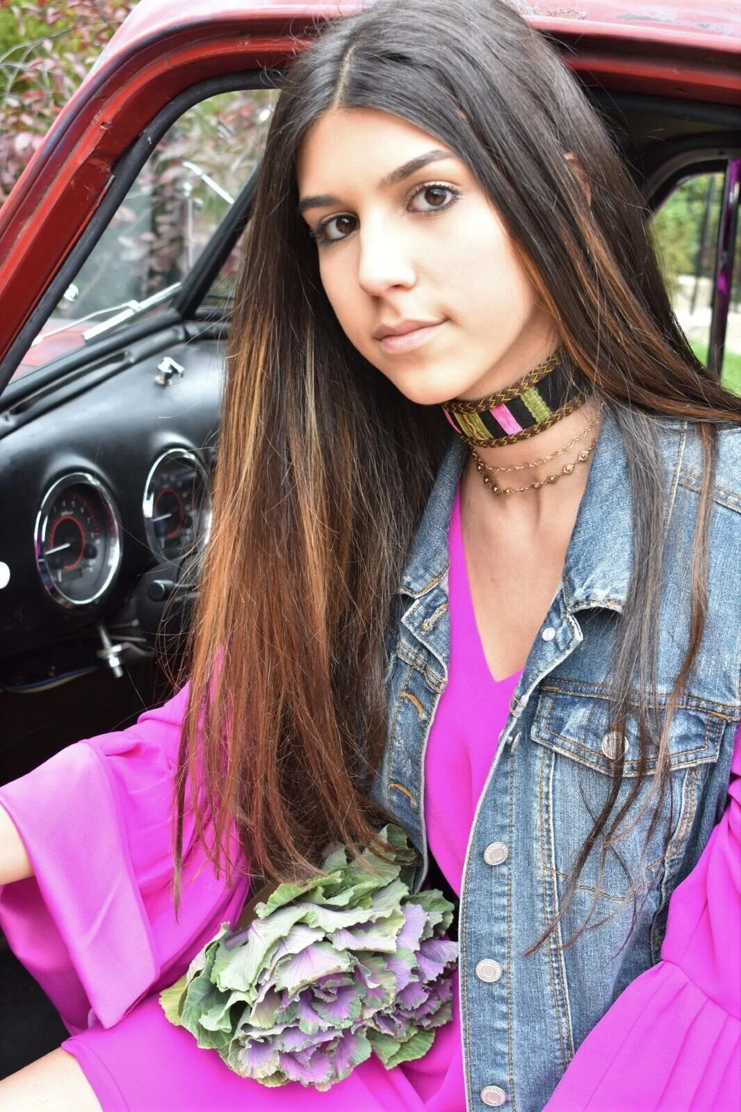 black suede choker with brown and green braid1.jpeg