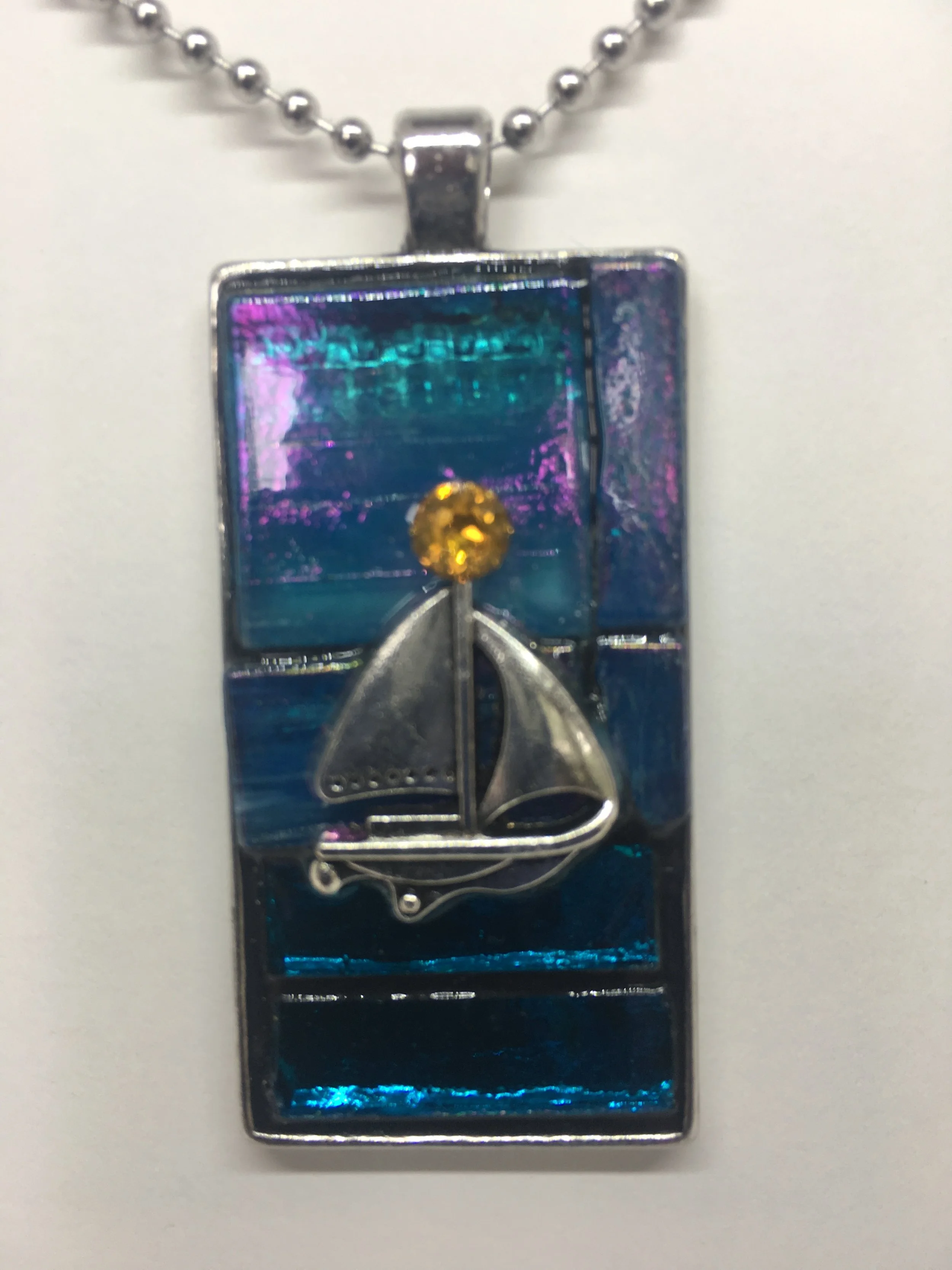 Sailboat Mosaic Necklace $25