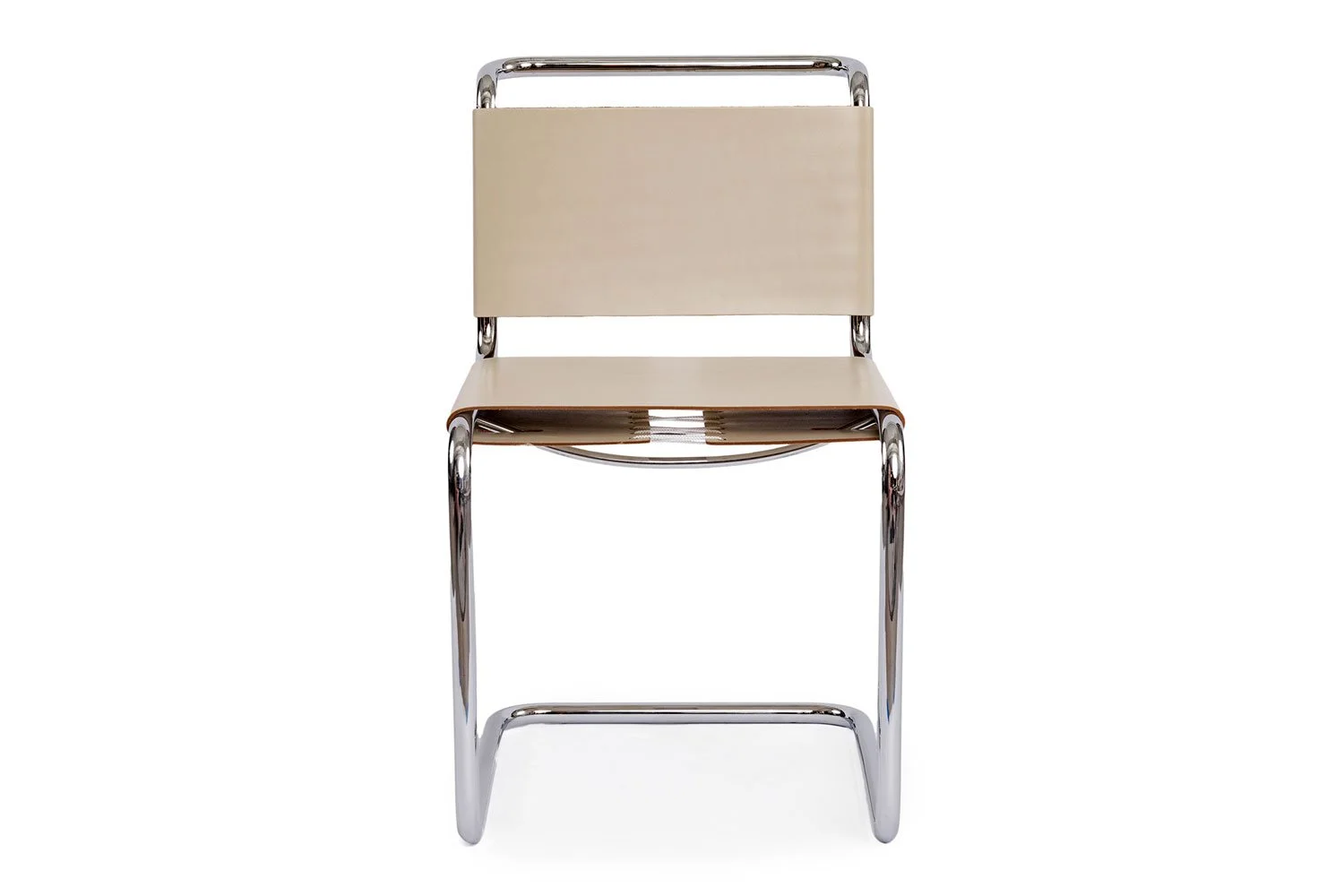 Beige Cowhide And Chrome Spoleto Chair, KNOLL — SR HUGHES