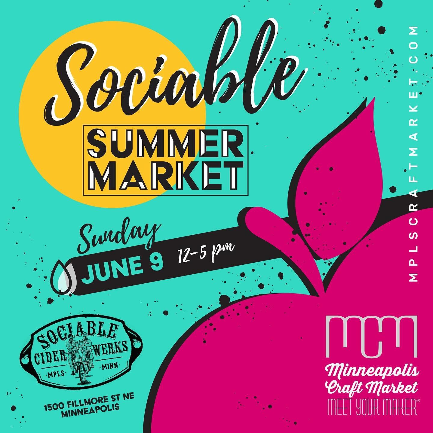 ☀️Soak up the sun and support local makers at the Sociable Summer Market! Join us on Sunday, June 9th for a day filled of pursing an array of MN made treasures while you sip 🍺delicious @sociablecider! @djbusterbaxter 🎵 will keep the good energy goi