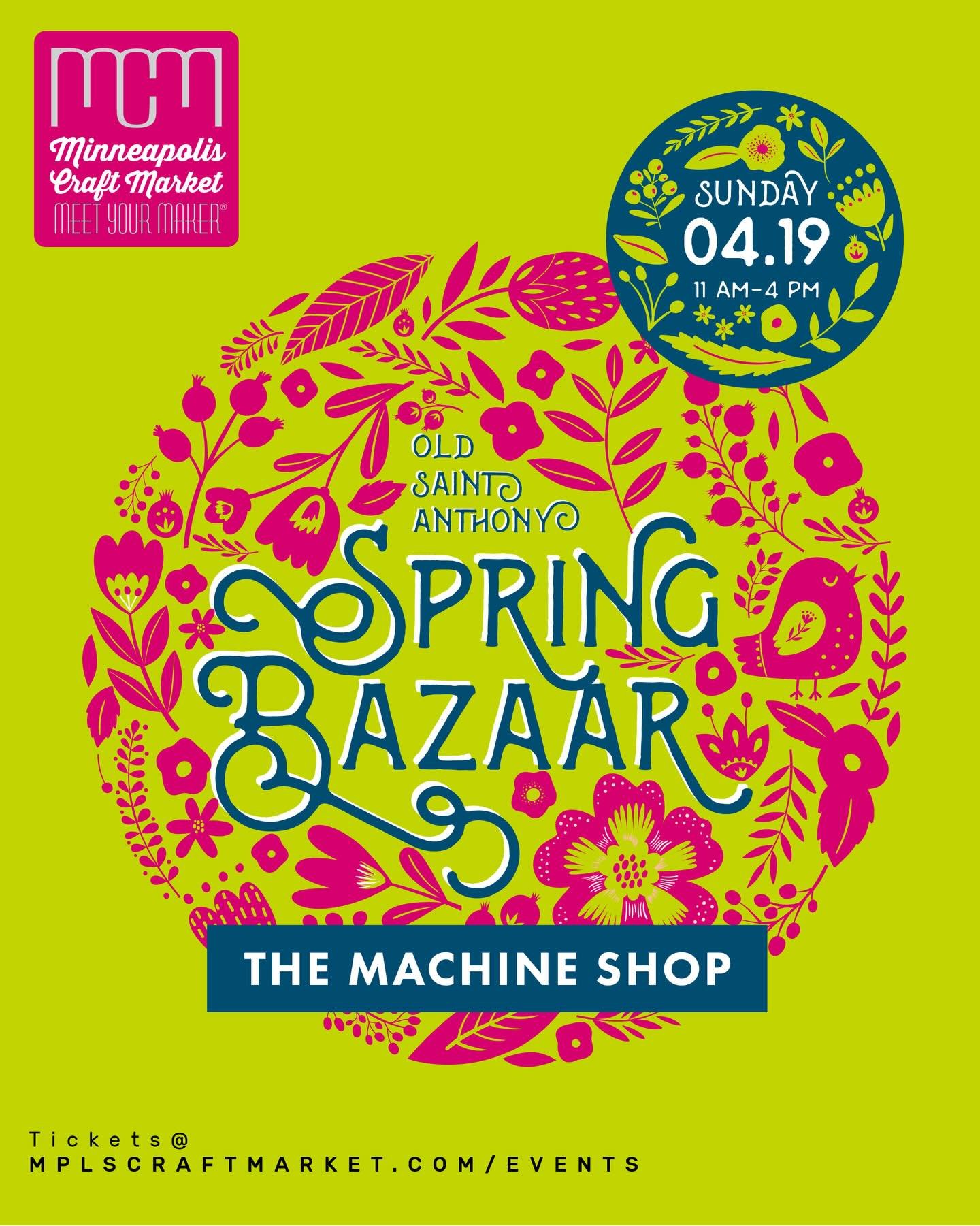 The Old St. Anthony 🌸 Spring Market hits @machineshopmpls THIS Sunday, April 19th from 11AM&ndash;4PM. Shop two floors of handmade goods, sip a @misfitcoffee ☕️ and let @djbusterbaxter be the soundtrack to your afternoon. 

Free entry 🎟️ tickets re