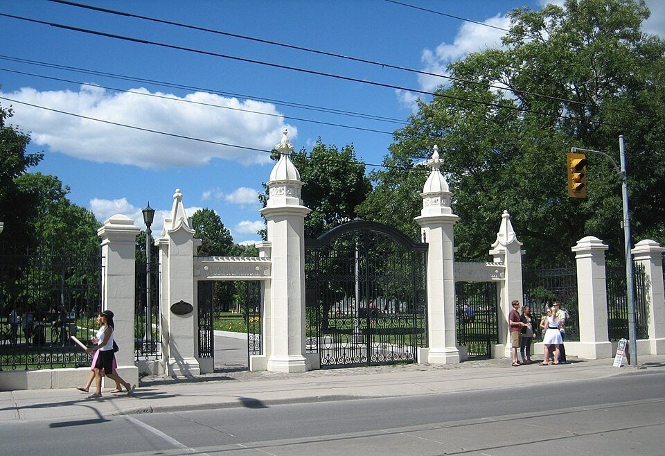 The gates of Trinity Bellwoods Park on Queen Street West, Toronto
