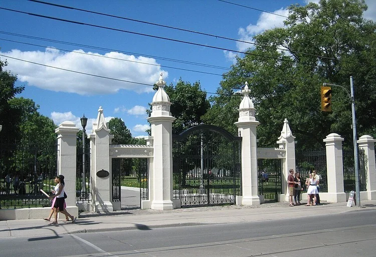 The gates of Trinity Bellwoods Park on Queen Street West
