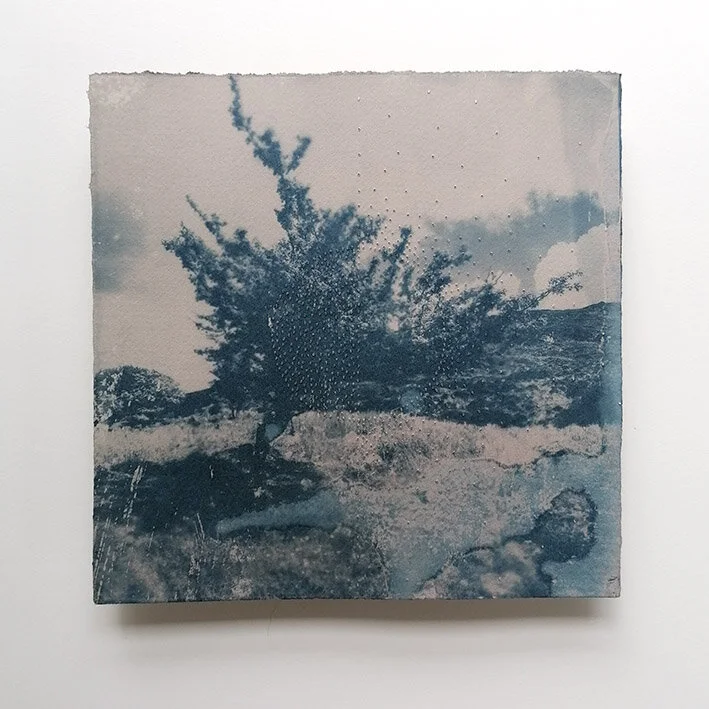 beam ii / 20x20cm / cyanotype + perforations on paper / 2021
