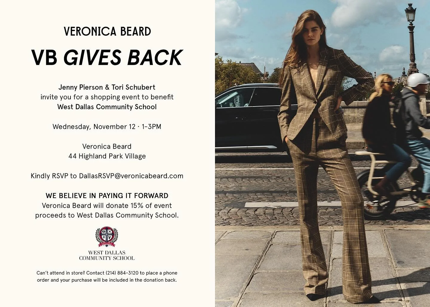 Come visit us at Veronica Beard in Highland Park Village next Wednesday from 1-3pm for a special give back event. 15% of the proceeds will benefit the students of WDCS. See you there!🤎🌟