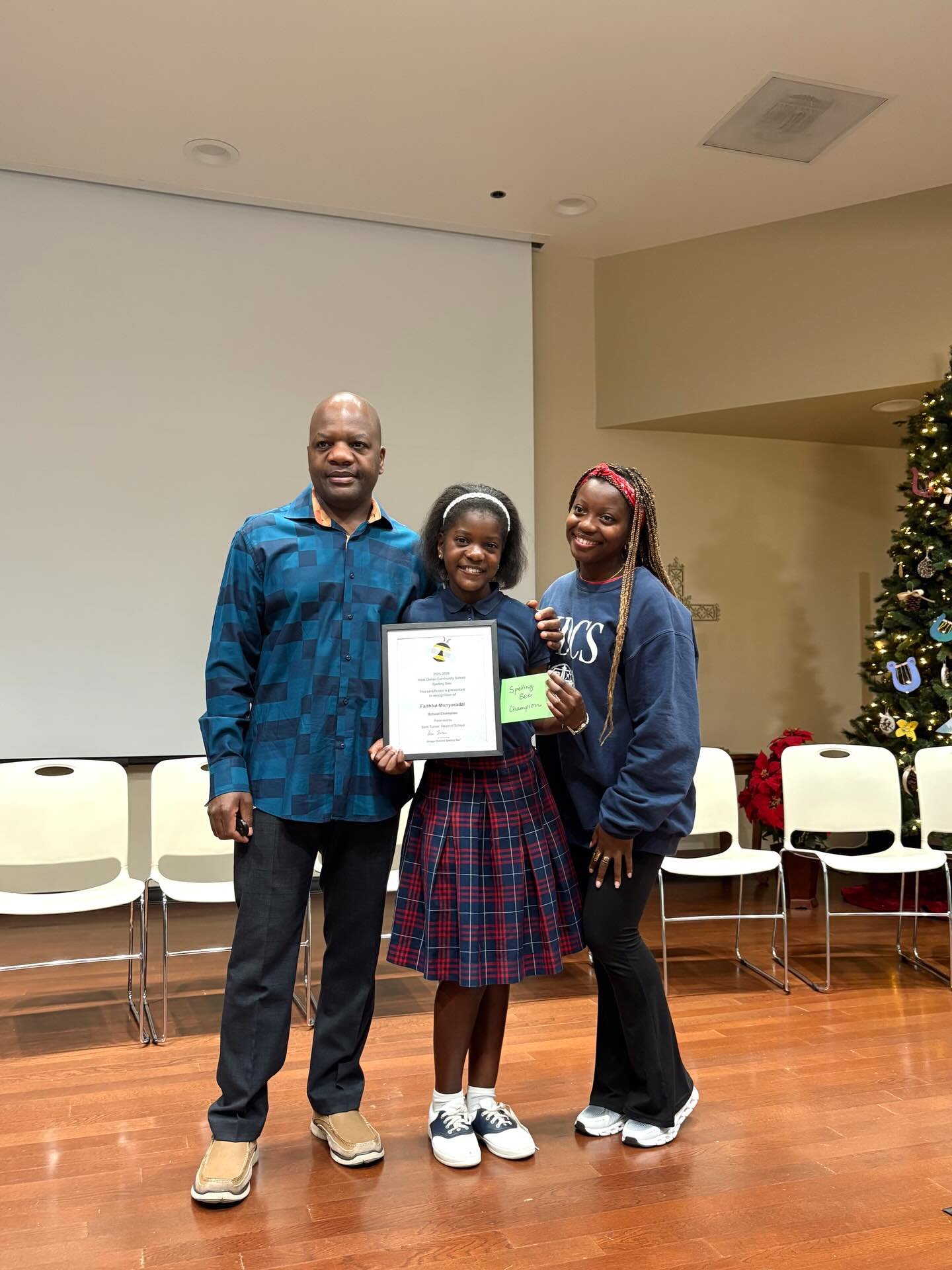 Fourth through eighth grade participated in the annual spelling bee competition on Friday. Congrats to our winner, Faithful!🥇 Her sister and father were there to cheer her on. 

When asked how she feels about competing in the county spelling bee in 