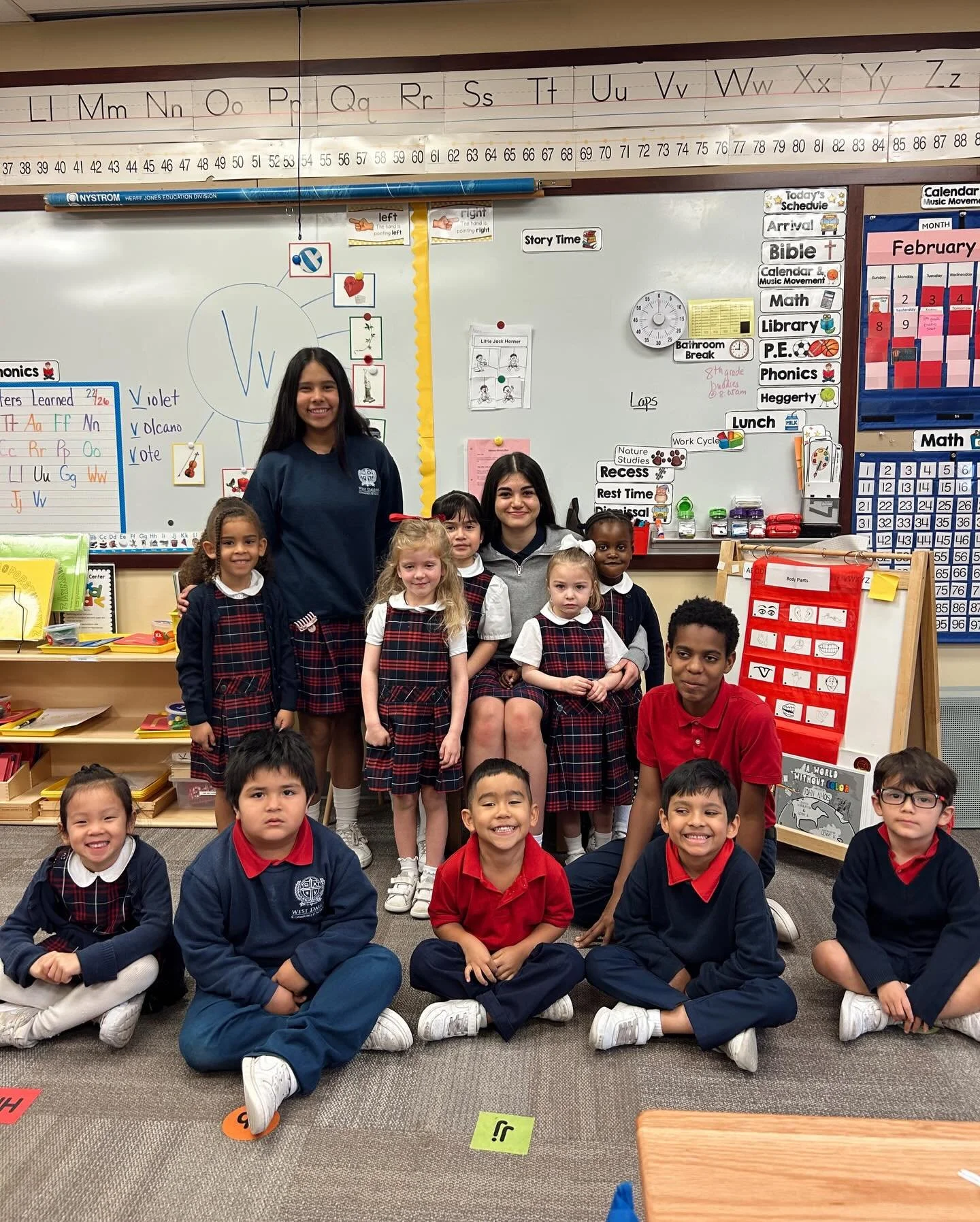 Today we began our Buddy Program! Each 8th grader is paired with a PreK/K &ldquo;Explorer&rdquo; class and will spend Tuesday mornings reading Bible stories and doing activities together. We love watching our older students become thoughtful leaders 