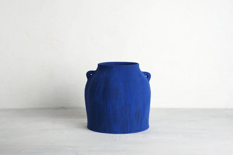 Blue Fluted Jar with Ears