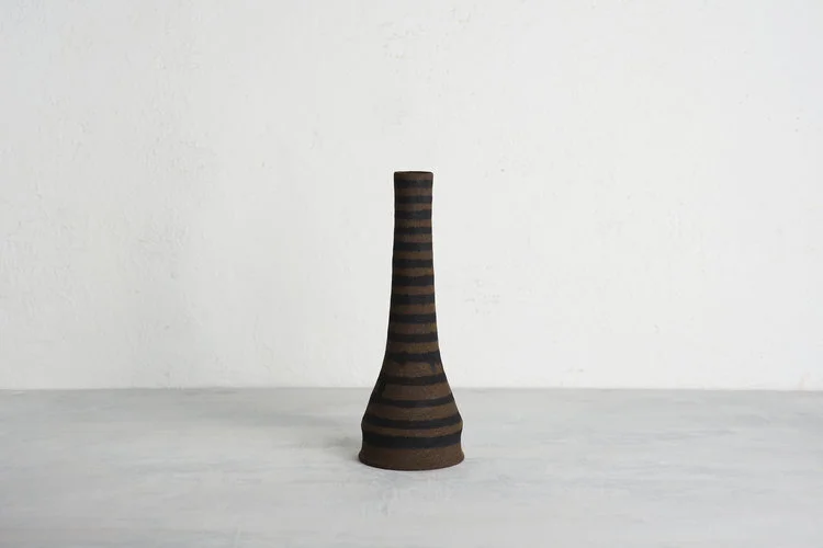 Olive Stripe Stupa Vase