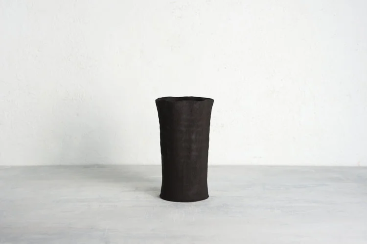 Black Fluted Vase
