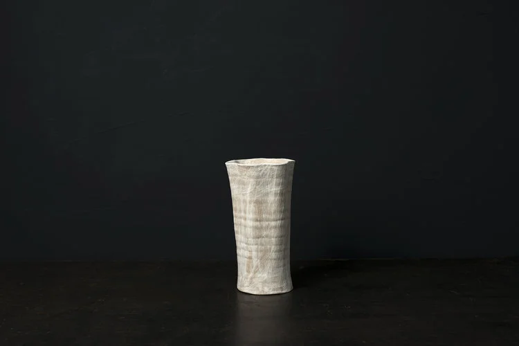 Earthy White Fluted Vase