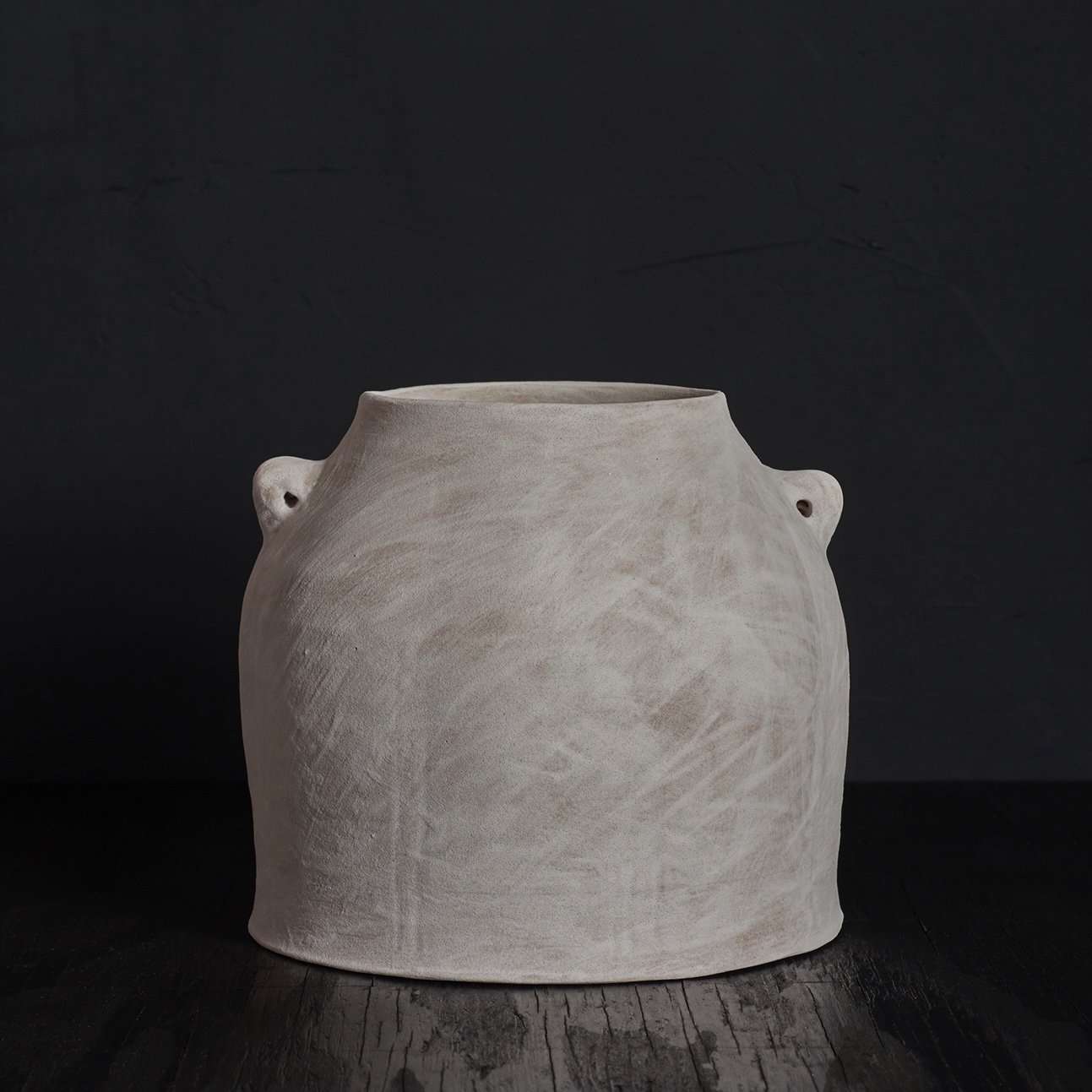 White Fluted Jar with Ears