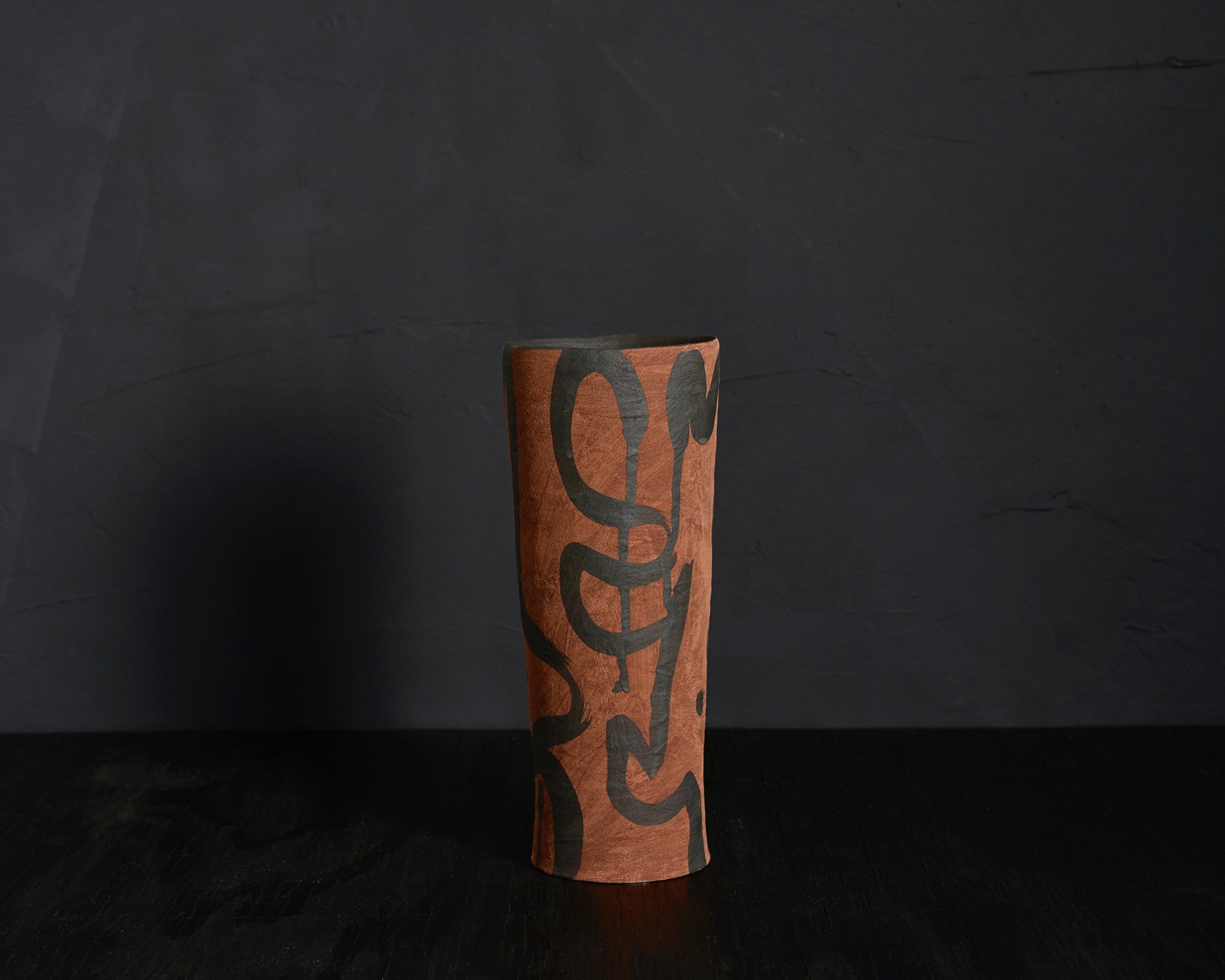 Brown Painted Cylinder with Pink