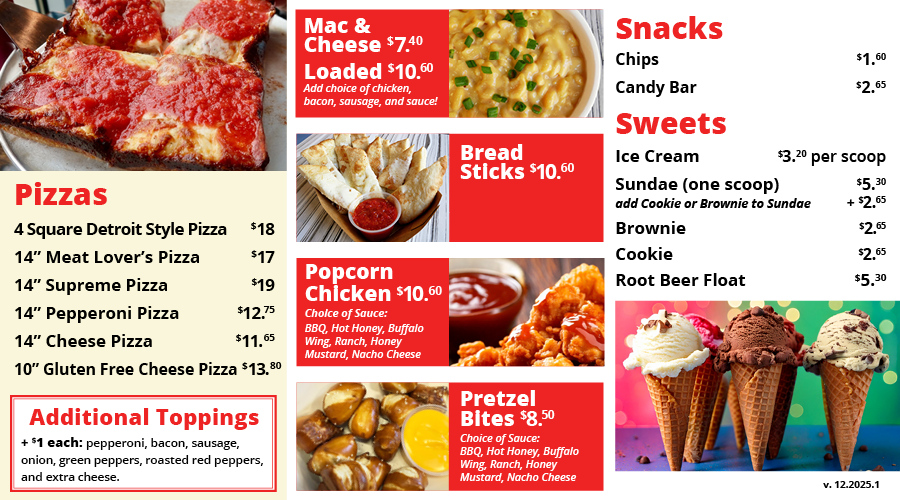 Allegan Event Food Menu