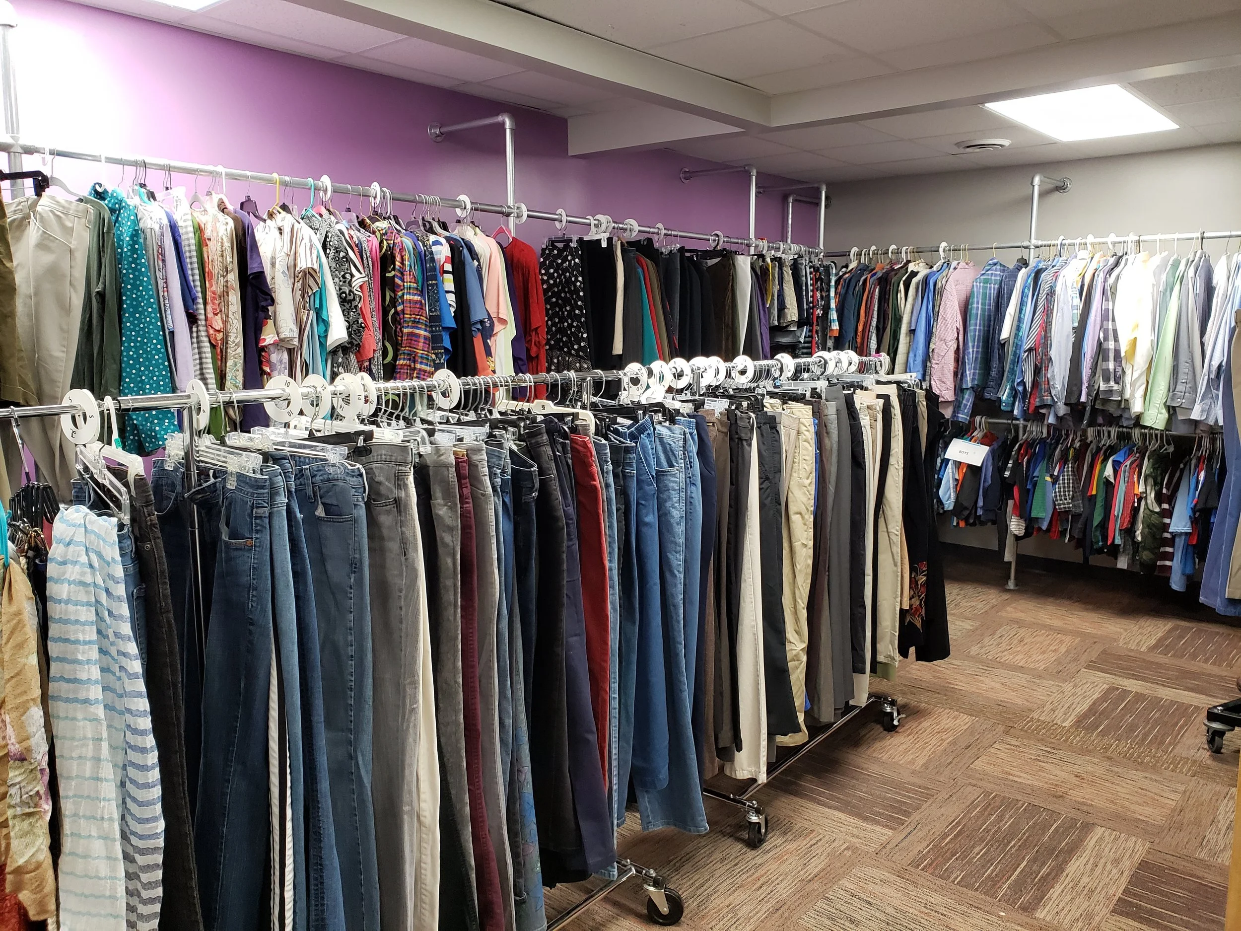 Clothing available through The Outreach House Clothes Closet