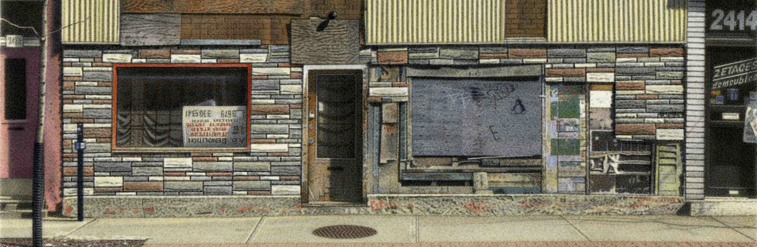 Detail from ‘A.B. Demolition’, 2010, 5.5x8” acrylic on board.