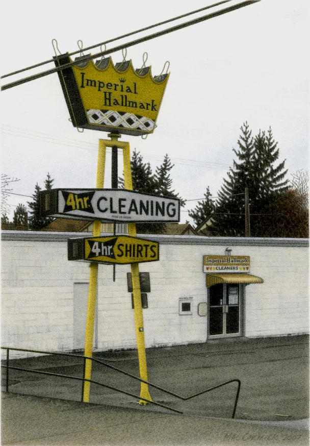 Victoria B.C. neon sign photorealism hyperrealism painting by Canadian artist Neil MacCormick