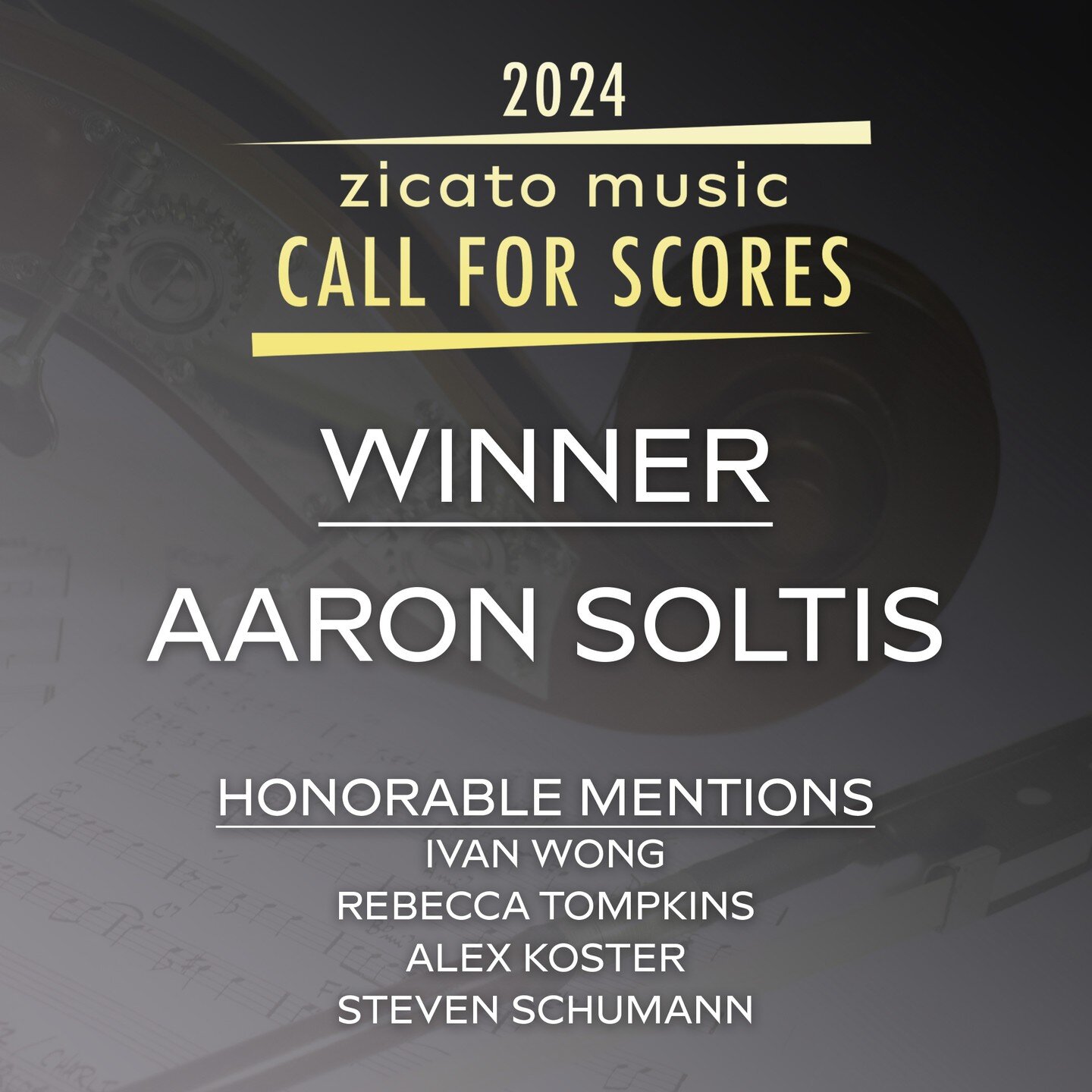 We are proud to announce that the 2024 Zicato Music Call for Scores winner is Aaron Soltis for his work The Odyssey of a Seafarer. Congratulations Aaron!
With so many terrific compositions, we would also like to recognize the following composers as h