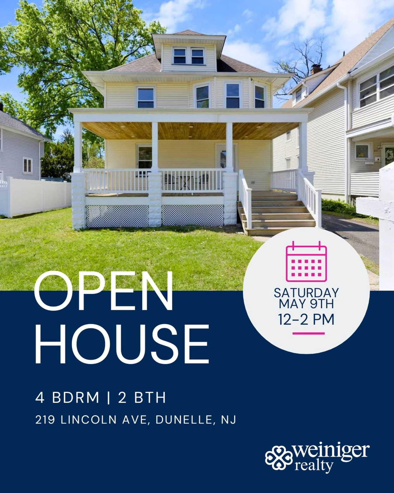 The kind of front porch that makes you want to stay awhile.

📍 Open House: Saturday, 5/9 | 12&ndash;2 PM

219 Lincoln Ave blends classic Colonial charm with the updates buyers are looking for.

✨ 4 bedrooms | 2 full baths
🍽️ Renovated kitchen with 