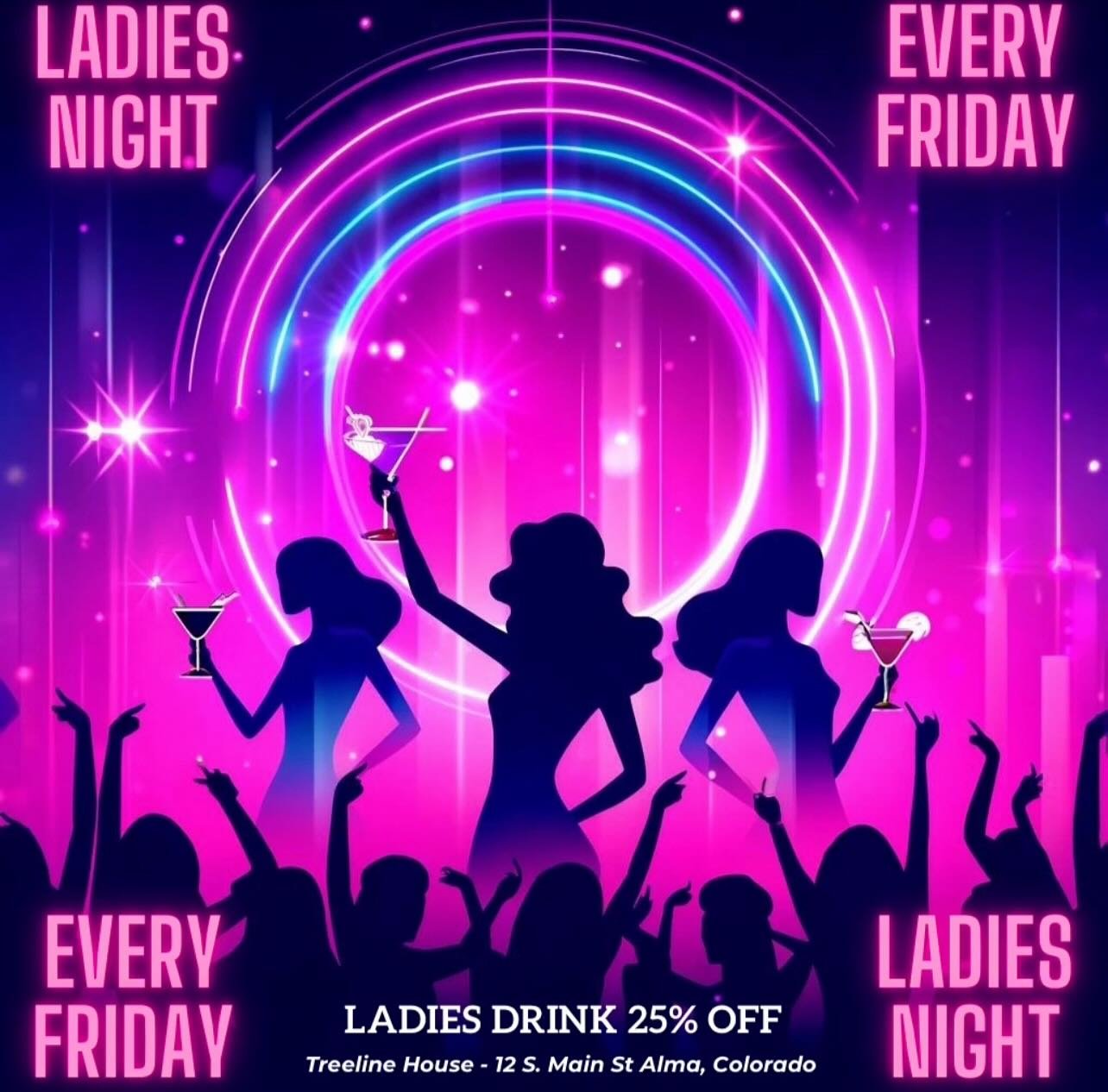 Ladies enjoy 25% off on drinks every Friday night all night long! �
.
Join us on Friday nights where you&rsquo;re the star.� Let&rsquo;s make memories that will echo long into the night! � See you this Friday for a symphony of fun, friendship, and fa