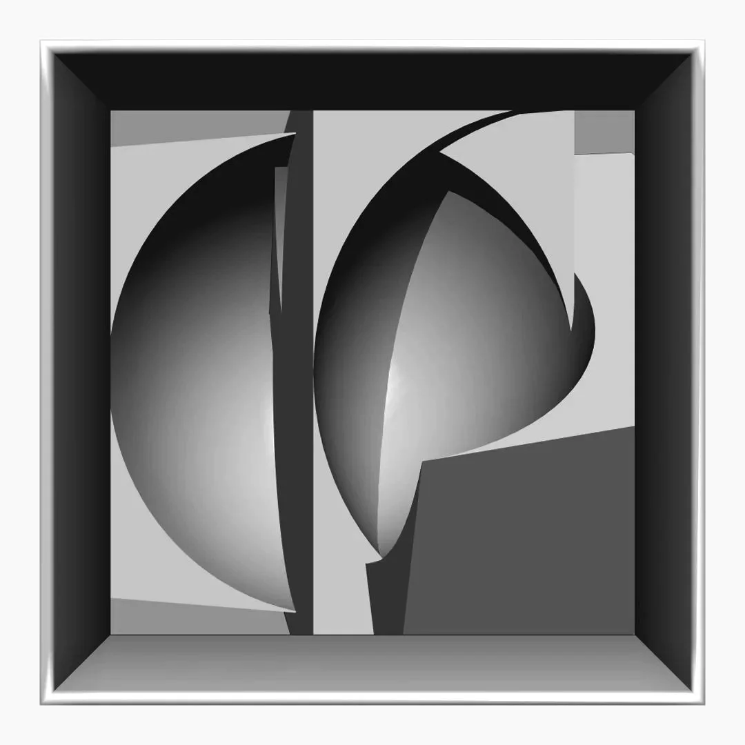 "Cube and Hemisphere N0. 2" 2009, 24" x 24"
