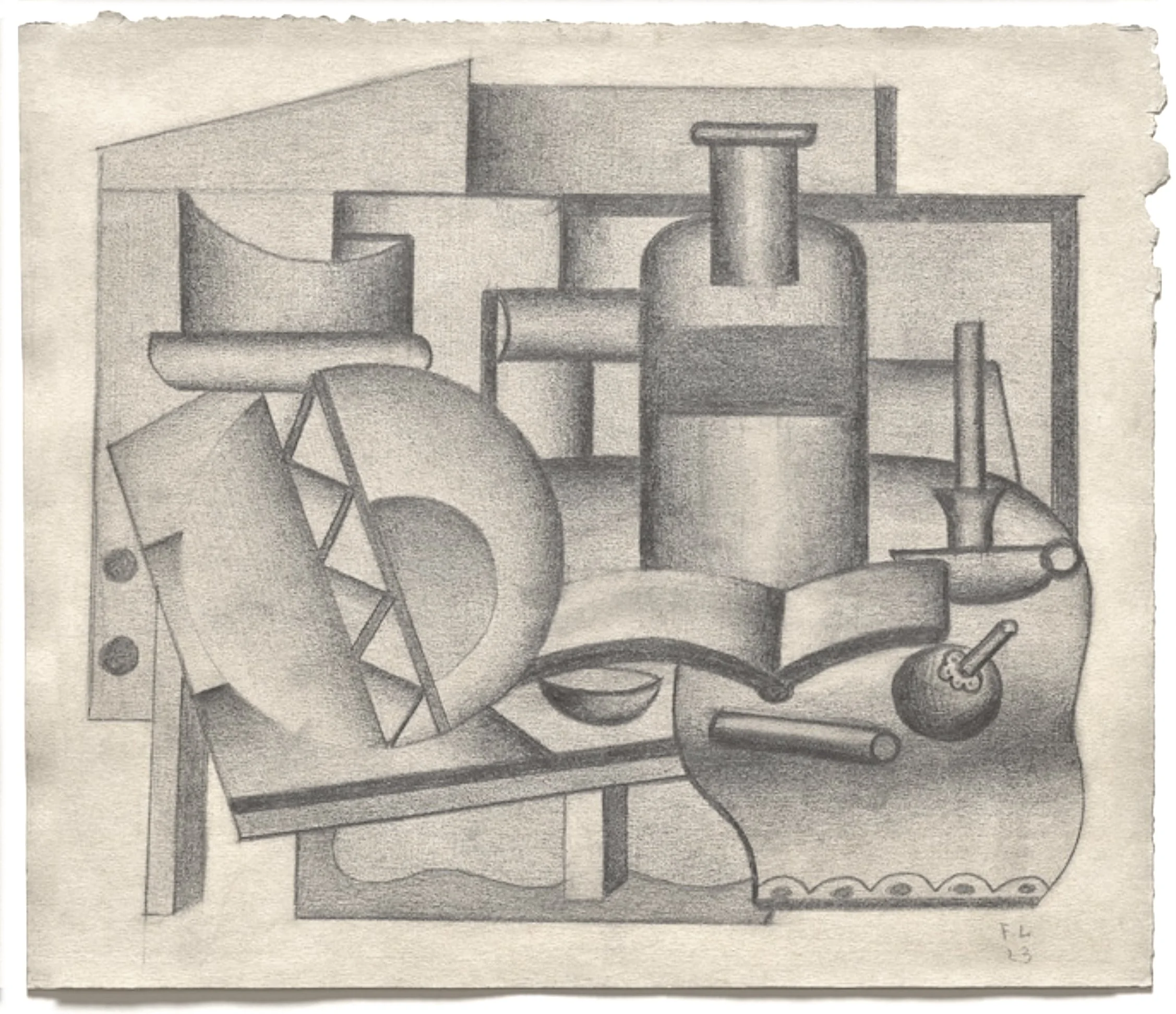 "Still Life with Bottle" by Fernand Leger, 1923