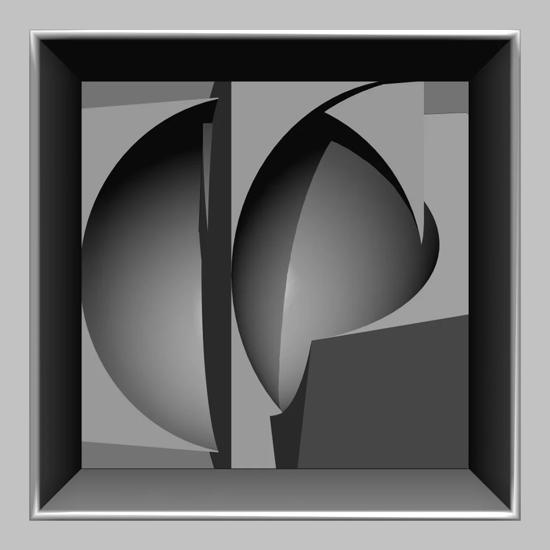 "Cube and Hemisphere N0. 2" 2009, 24" x 24"