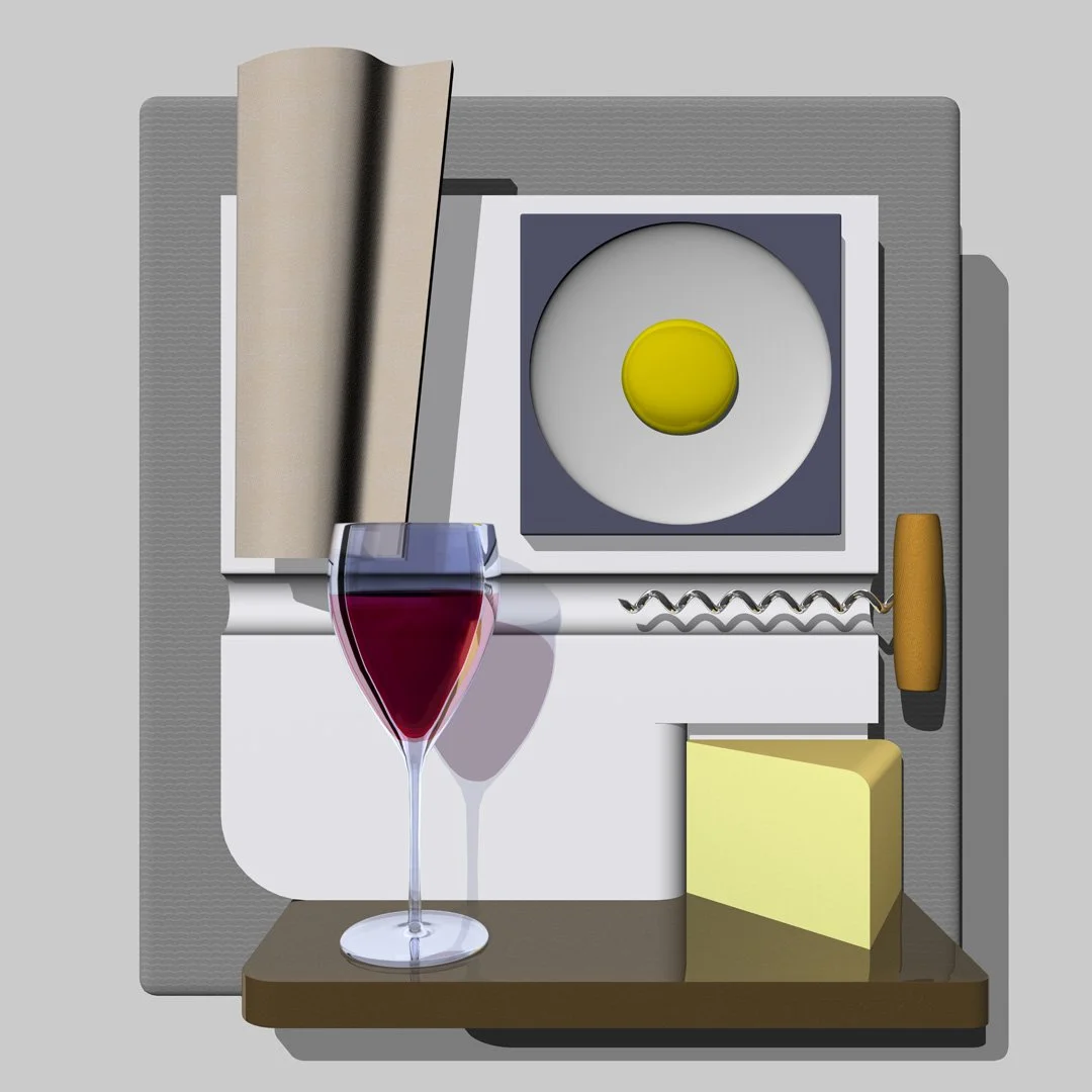 "Egg, Wine, and Cheese"  2018, 24" X 24"