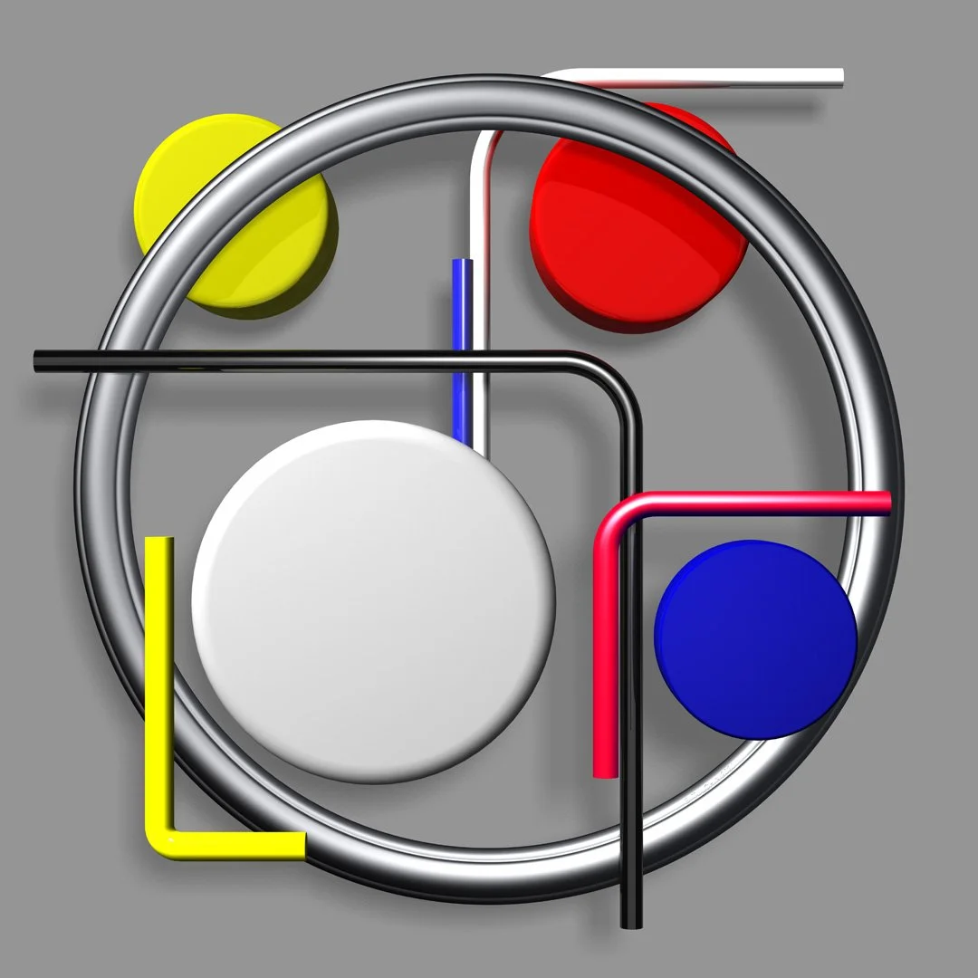 "Homage to Van Doesburg - Bent Forms"  2023, 24" X 24"