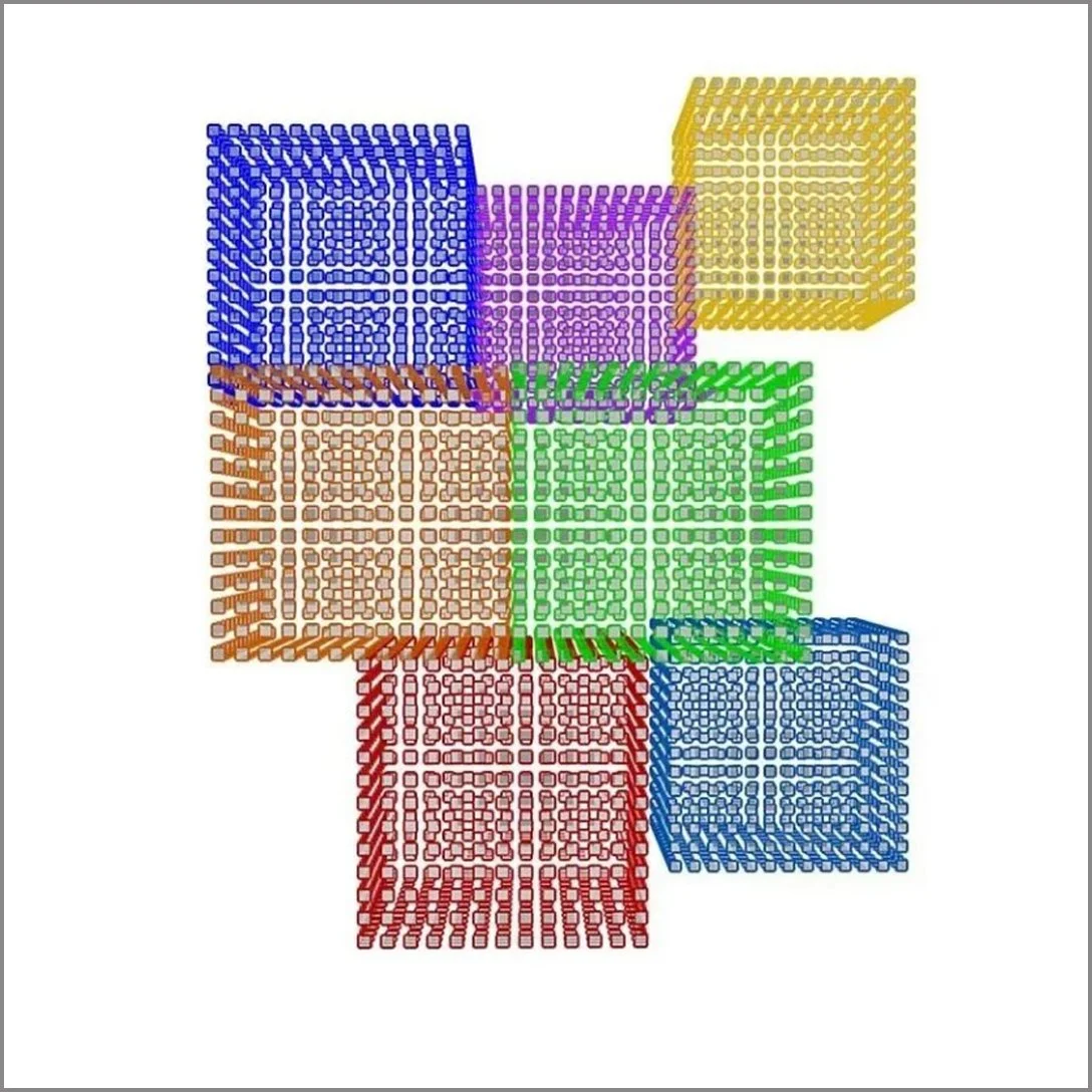 "Open Cubes - Color"  2017, 36" X 36"