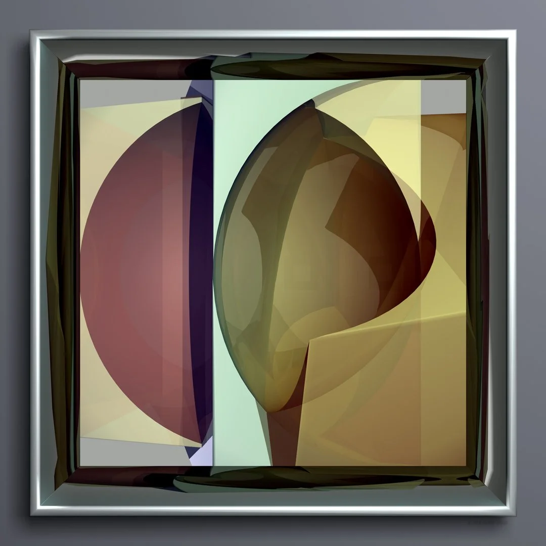 "Cube and Hemisphere N0. 3" 2009, 24" x 24"