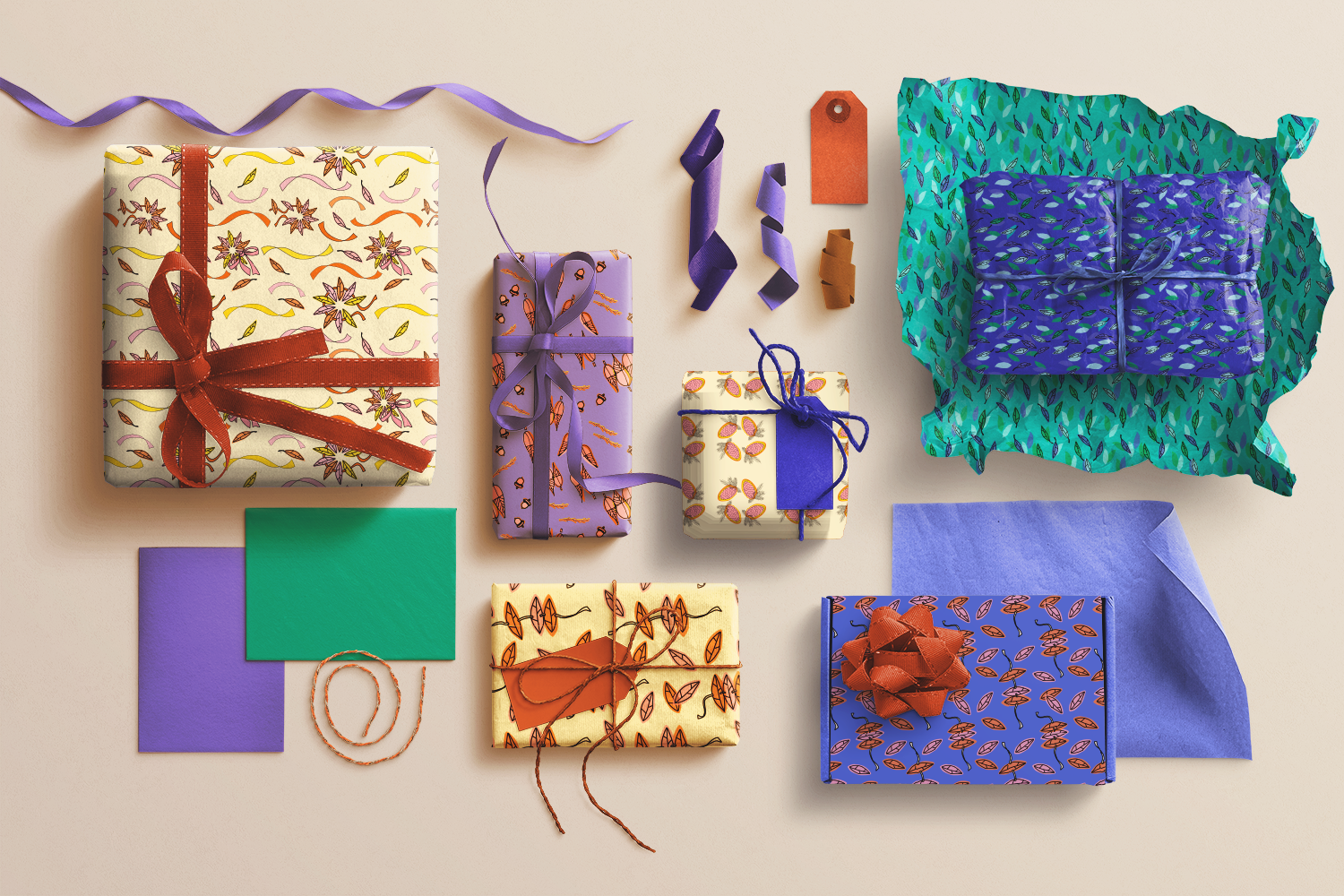 brown paper xmas presents leaves collection warm.png