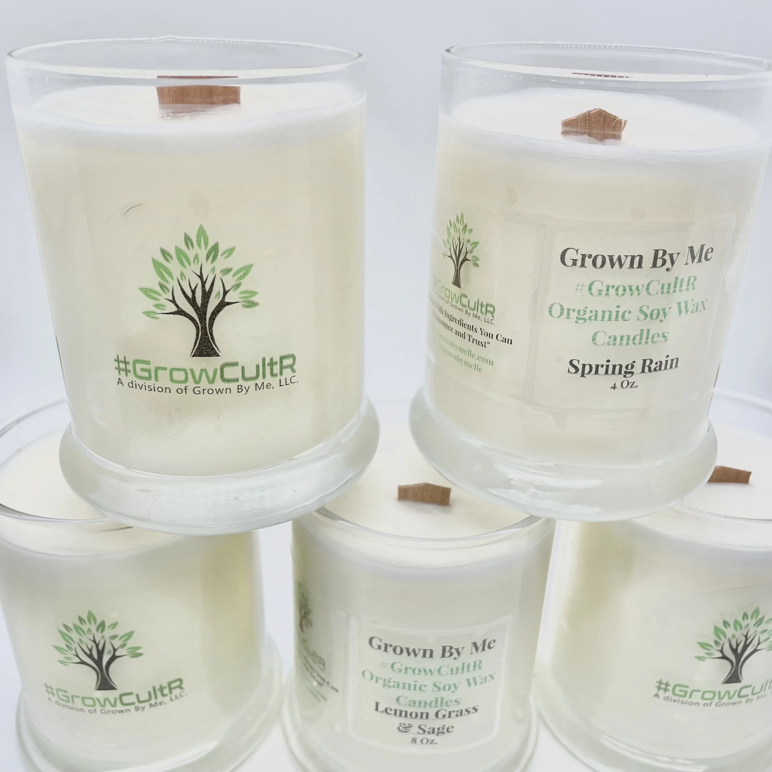 #GrowCultR Organic Soy Wax Wooden Wick Artisan Glass Candles
