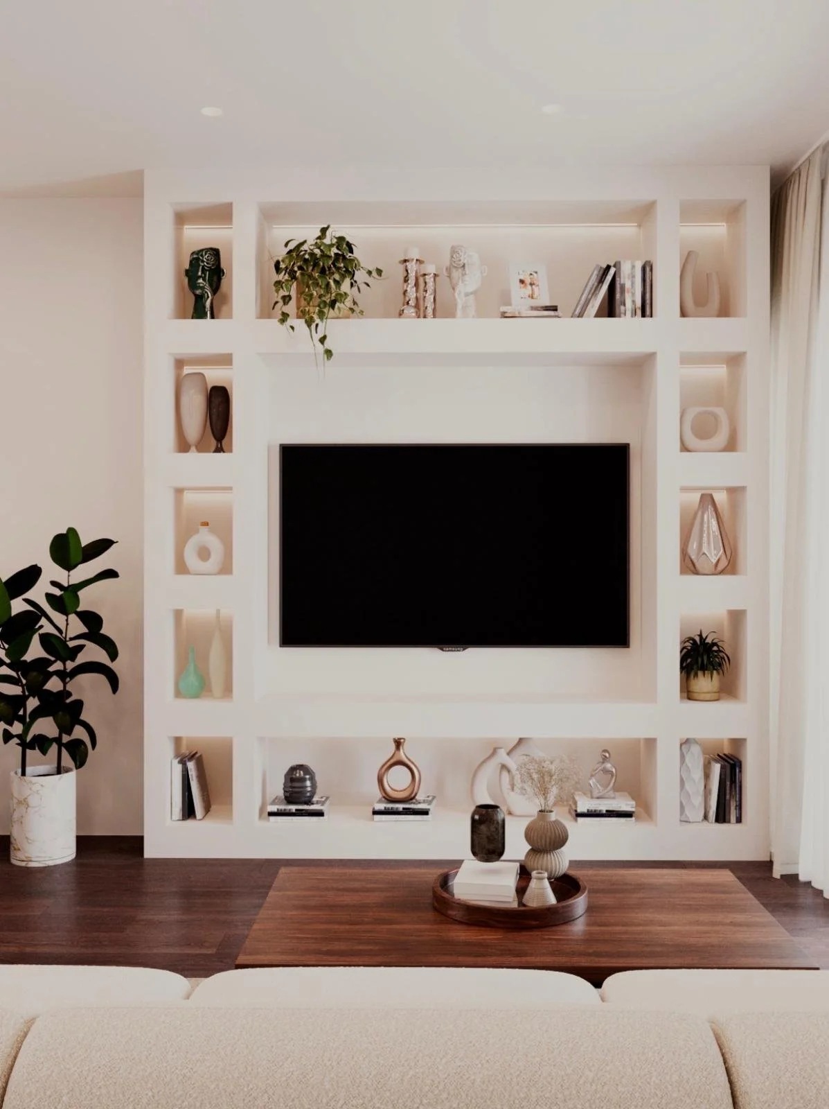 Algarve 3d model interior design built in shelves