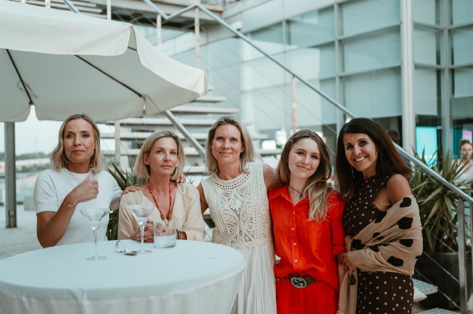 Sarah Nicollier, Katy Glover, Louise Huzell with Clients at the Vilamoura Office Party