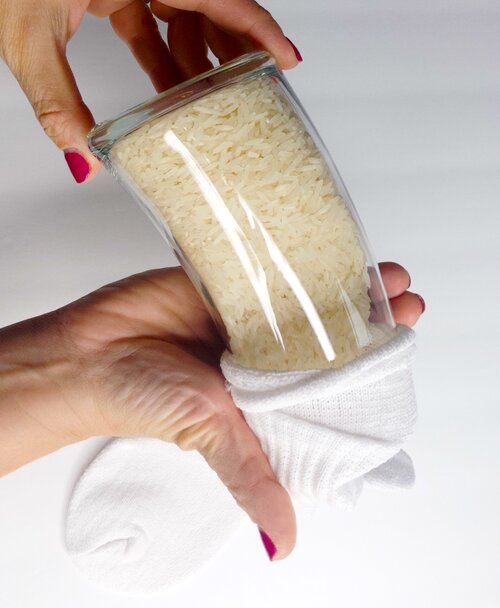 Fill the sock with rice