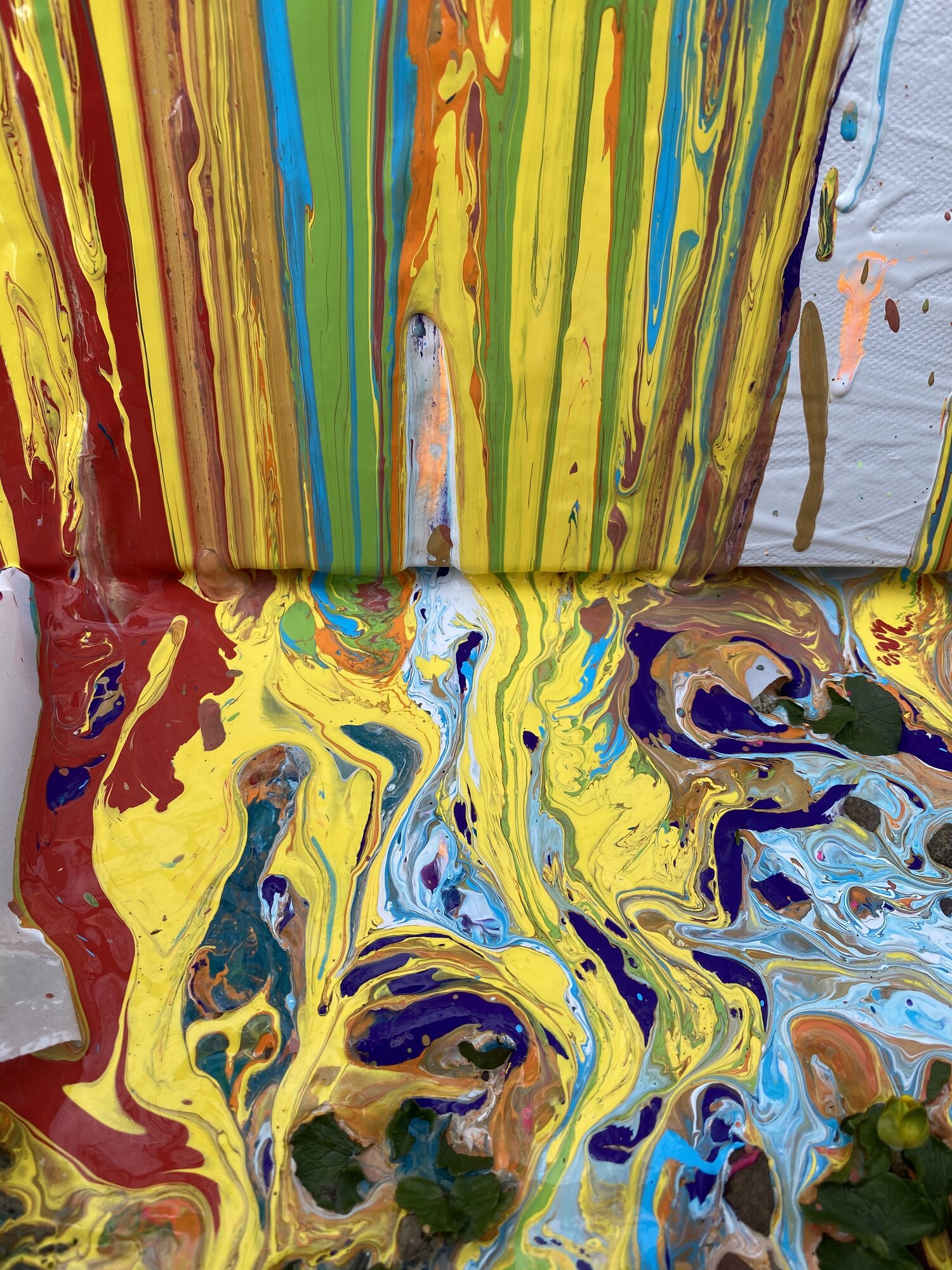 you can see the pebbles and weeds under the paint