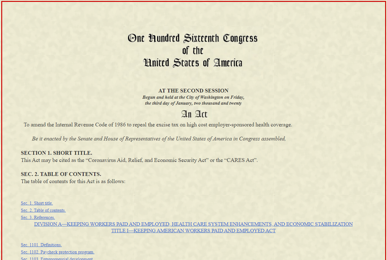 The CARES Act - Resources
