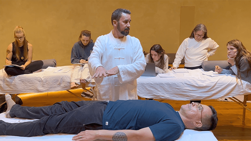 Dr. Sweeney Teaching medical qigong to students in Red Thread Institute classroom