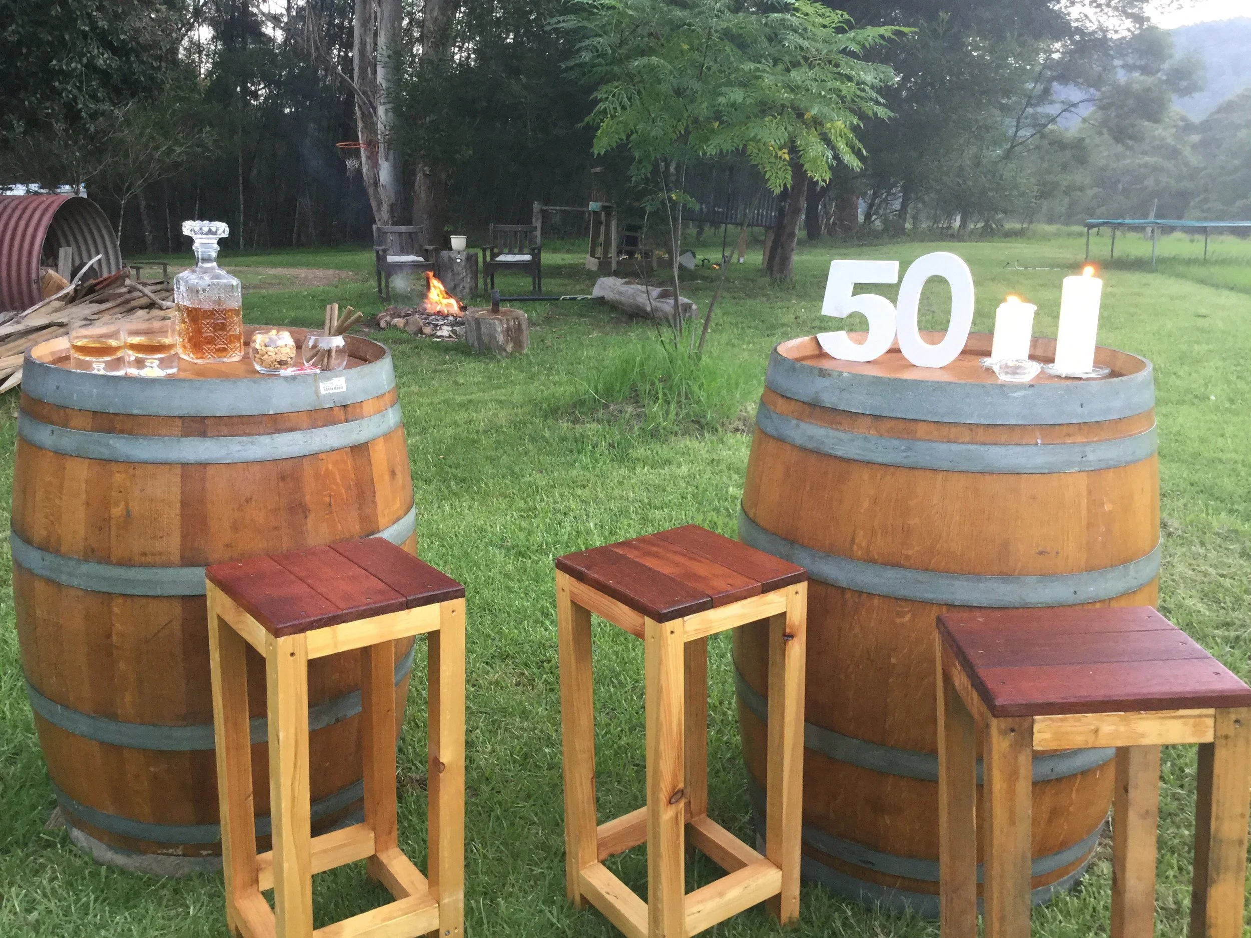 Wooden Wedding Event Hire Wine barrels are one of our most popular Item along with our bar stools.