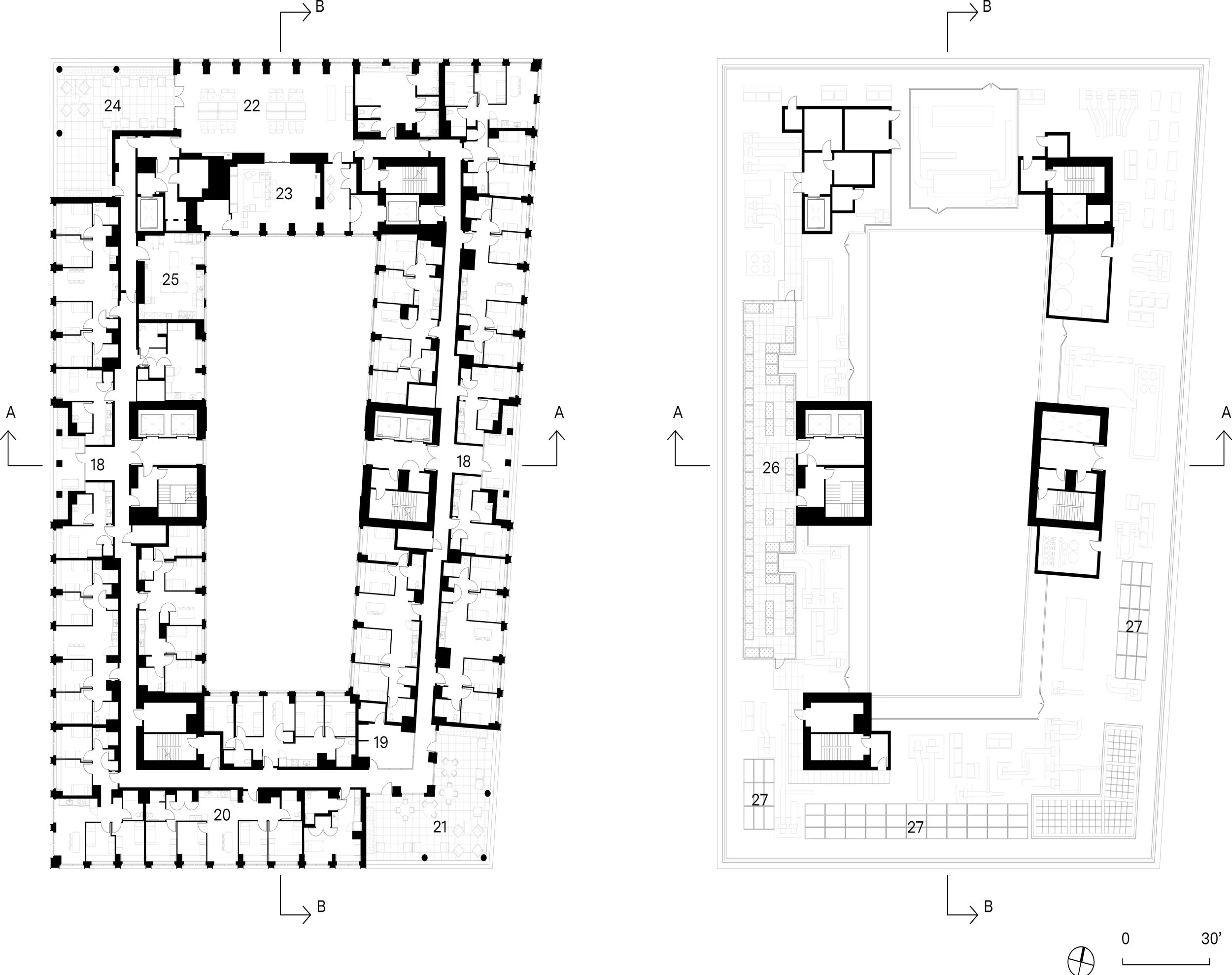 thirteenth floor & roof plans