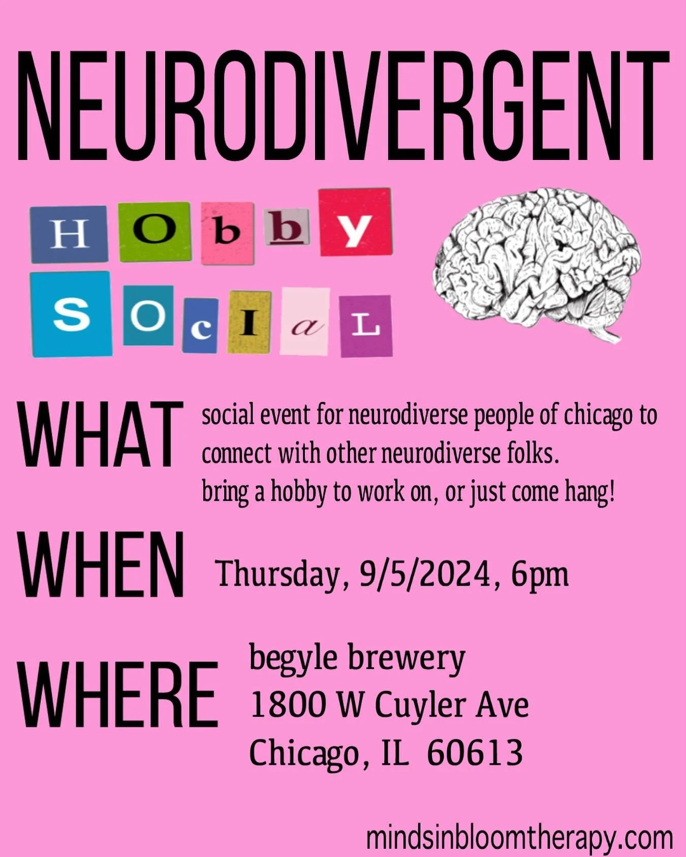 Free social event for neurodivergent adults in Chicago.
Come hang out with us!
Social phobia? Let the host know, I got you 😁