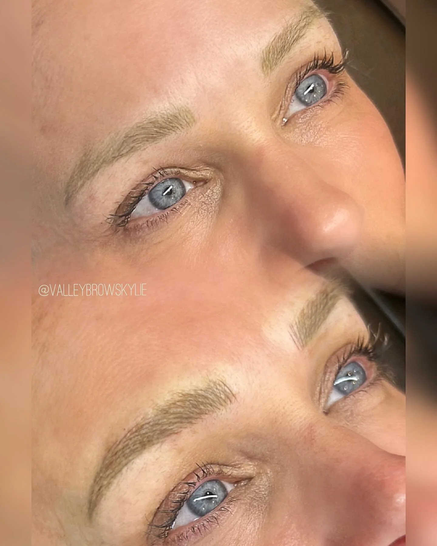 Today I had a Microblading coverup from another artist that faded yellow/green, we decided to use @browdaddy Berry Blonde &amp; Bronzite to warm up her brows! She will be back in 6 weeks for her perfection session 🥰 

Color @browdaddy 
Blades &amp; 