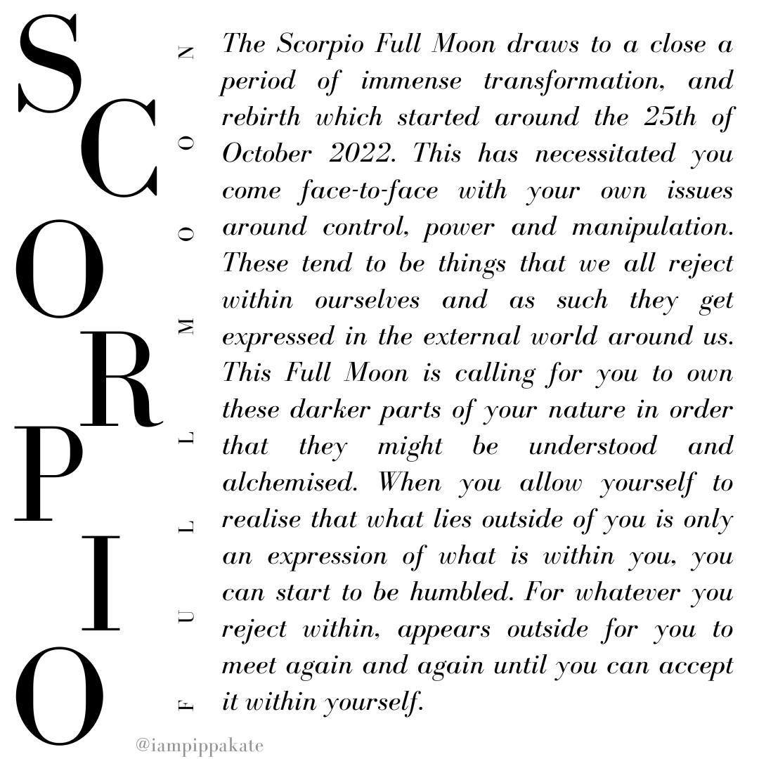 SCORPIO FULL MOON⁠
⁠
When: 24th April 11:48am (NZ), 9:48am (AEST), 9:18am (ACST), 7:48am (AWST/CST), 5:18am (IST), 3:48am (GST), 1:48am (CEST), 12:48am (BST) + 23rd of April at 7:48pm (EDT), 5:48pm (MDT) + 4:48pm (PDT)⁠
⁠
⁠
The Scorpio Full Moon draw