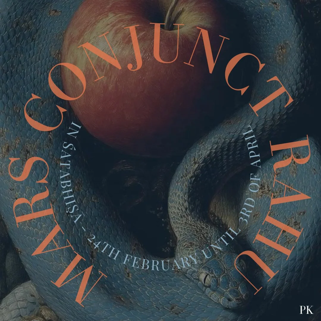 MARS CONJUNCT NORTH NODE (RAHU)⁠
⁠
When: 24th February - 2nd of April. Peaking 13th of March.⁠
⁠
On Friday 13th, Mars will perfectly meet Rahu (North Node), which can bring forth inner conflict, anger, frustration and what seems like uncontrollable e
