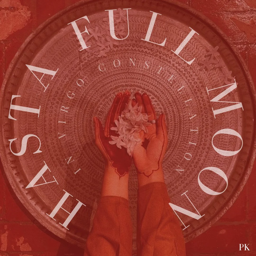 HASTA FULL MOON ⁠
⁠
When: 1st - 2nd of April⁠
⁠
This Full Moon falls in Hasta Nakshatra which translates to &lsquo;the hand&rsquo;. It will peak in the space between the Virgo and Corvus (Crow) constellations.⁠
⁠
This marks a Moon filled with new hea
